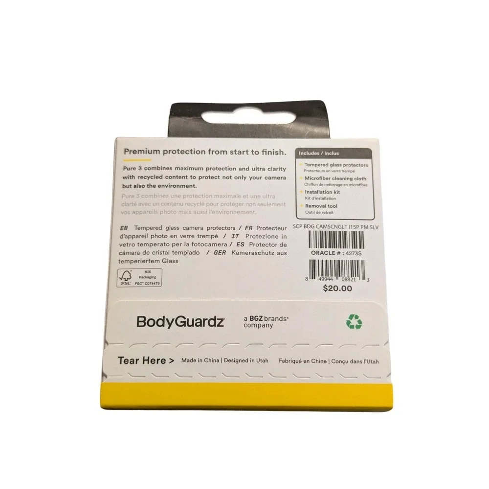 V9-N‎ Bodyguardz Temp. Glass Camera Protector iPhone 15 Pro Max / 15 Pro GLITTER